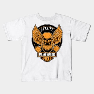 genuine badass bearded biker Kids T-Shirt